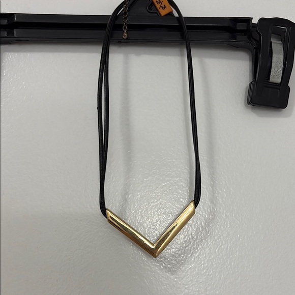 Faux Leather Black and Gold Necklace - Picture 1 of 1